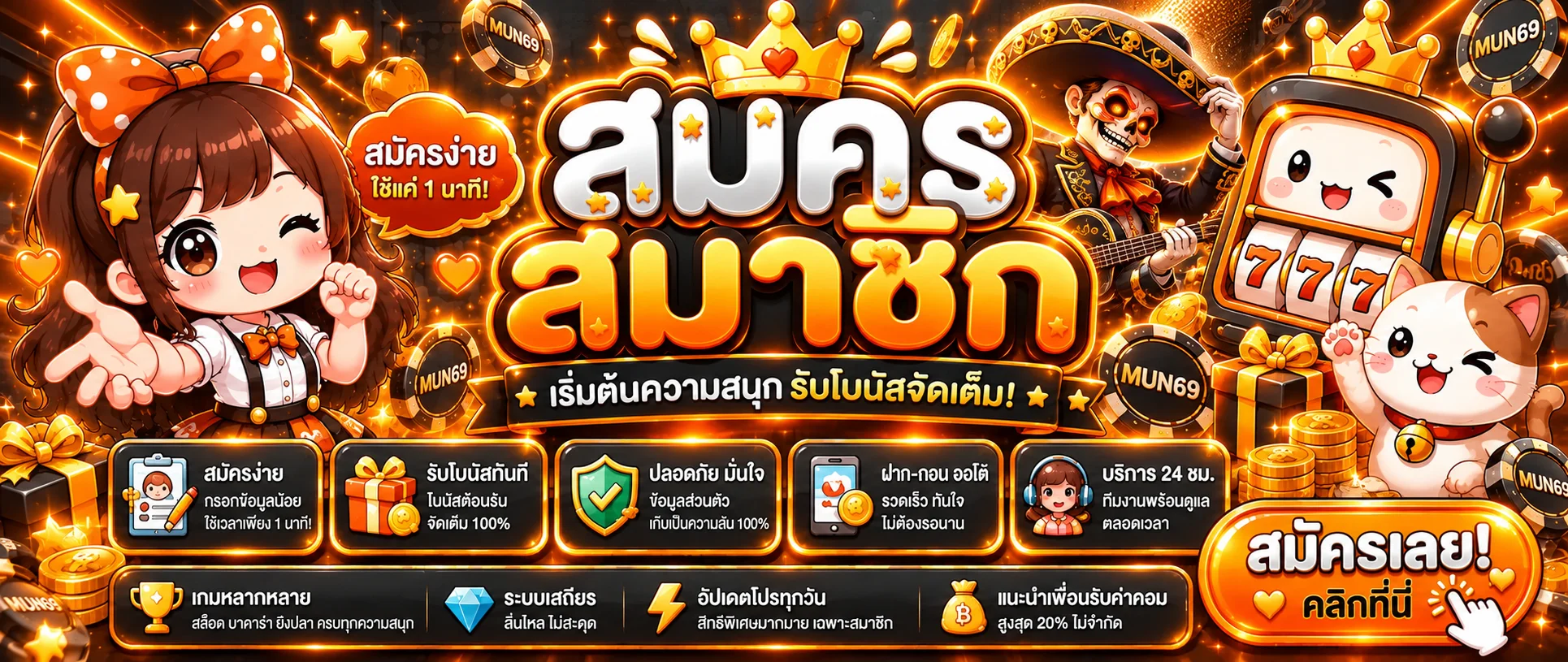 MUN69 ทางเข้าเว็บตรง สล็อต บาคาร่า ฝากถอนออโต้